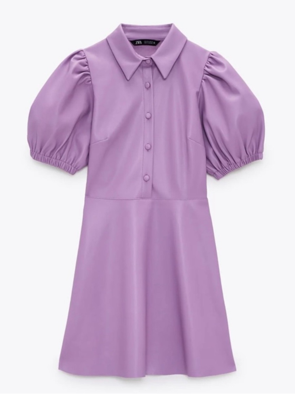 Zara Girls' Lavender Puff-Sleeve Dress